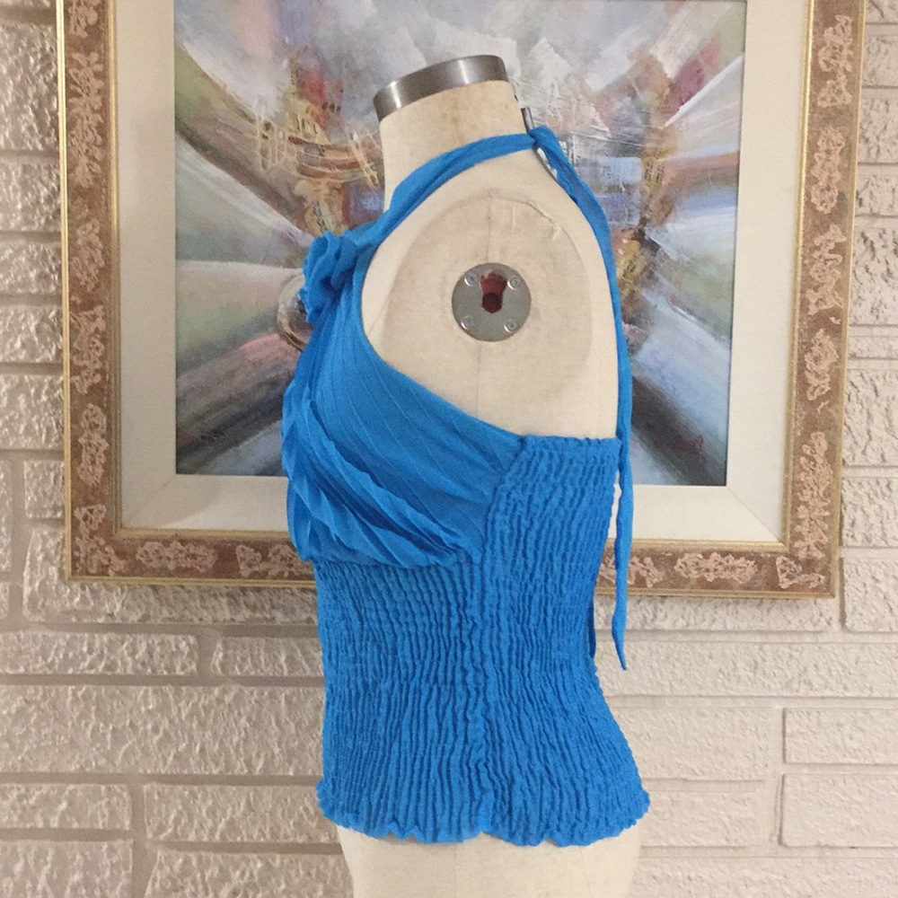 Voice Ruched Rosette Halter Style Top - Picture 5 of 9